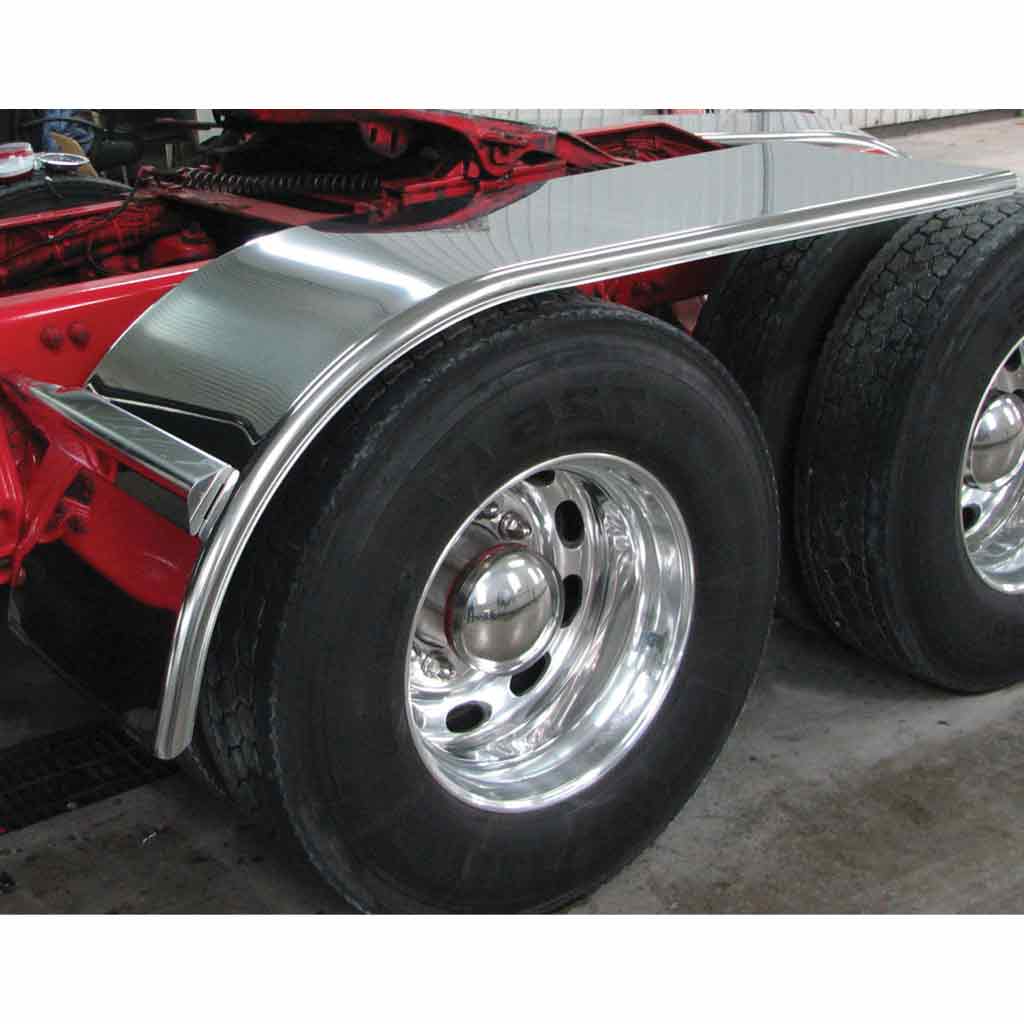 80" Smooth Stainless Steel Half Fenders with Flange & Rolled Edge - 16 Gauge