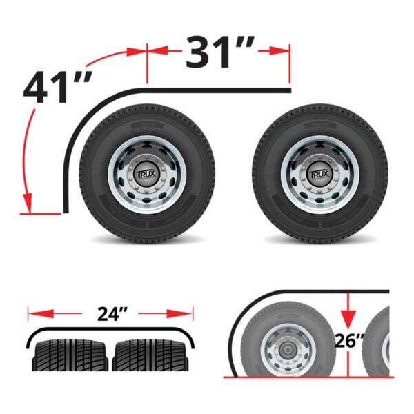 72" Mirror Shine Stainless Steel Half Fenders with Rolled Edge - 14 Gauge