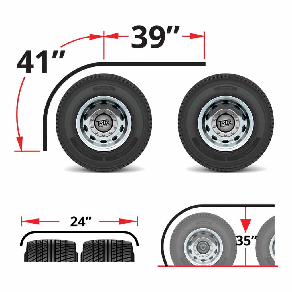 80" Smooth Straight Drop Stainless Steel Half Fenders with Rolled Edge - 14 Gauge