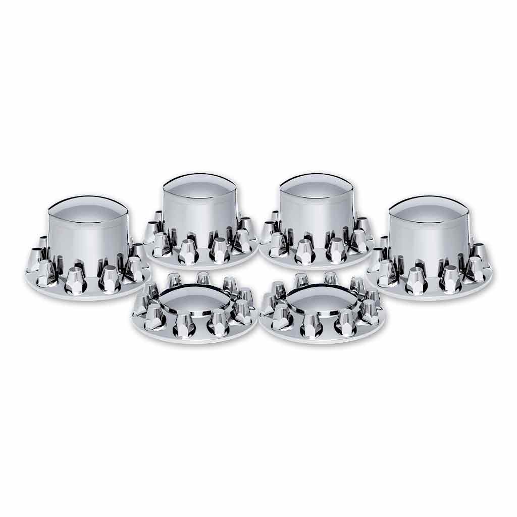 Chrome Plastic Front & Rear Hub Cover Kit with Push-On Nut Covers