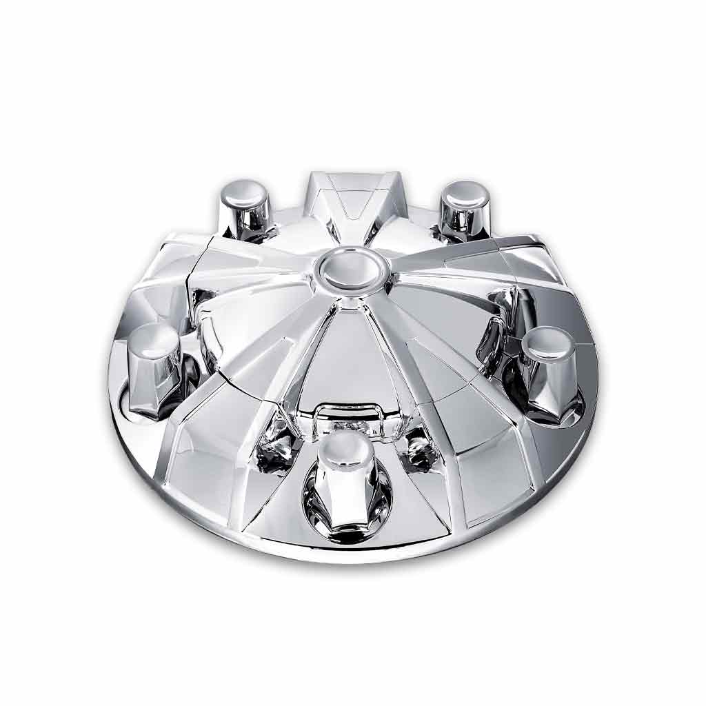 Chrome Plastic Mag Front Hub Cover with 33mm Threaded Nut  Covers