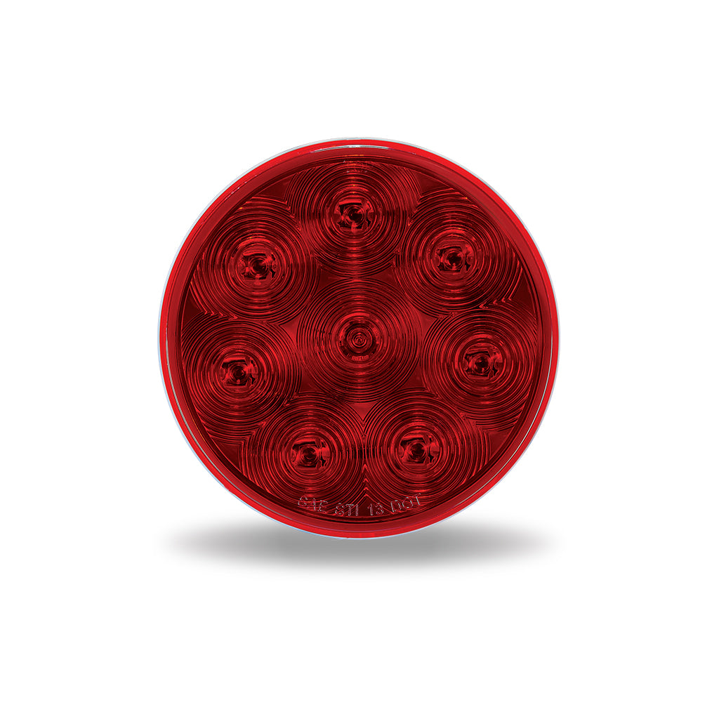 4″ Red Stop, Turn & Tail Round LED Light – 8 Diodes | Lock Connector Adapter