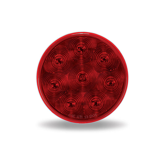4″ Red Stop, Turn & Tail Round LED Light – 8 Diodes | Lock Connector Adapter