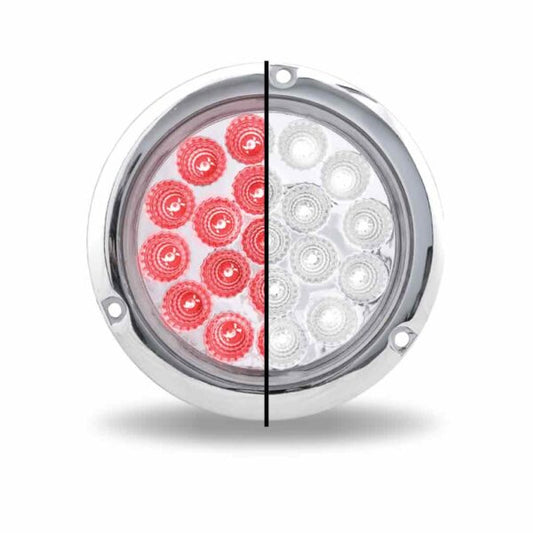 4" Red Stop, Turn & Tail to White Back Up Round Flange Mount LED Light – 19 Diodes