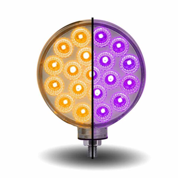 4" Amber/Red Turn & Marker to Purple Auxiliary Double Face Round Reflector LED Light