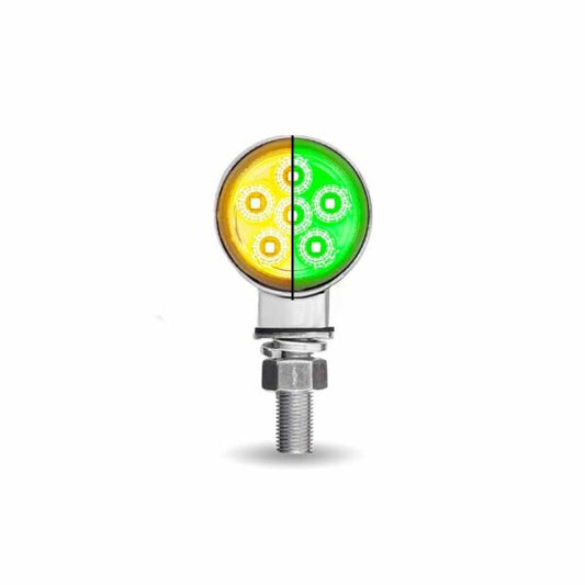 Amber/Red Clearance Marker to Green Auxiliary 1.8″ Mini Double Face Round Light with Reflector LEDs – 12 Diodes