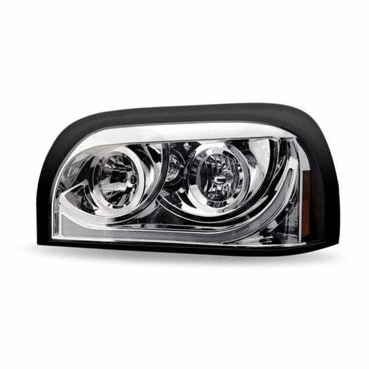 Freightliner Century Halogen Projector Headlight Assembly with LED Glow Position, Turn & Marker Accent – Chrome (Passenger Side)
