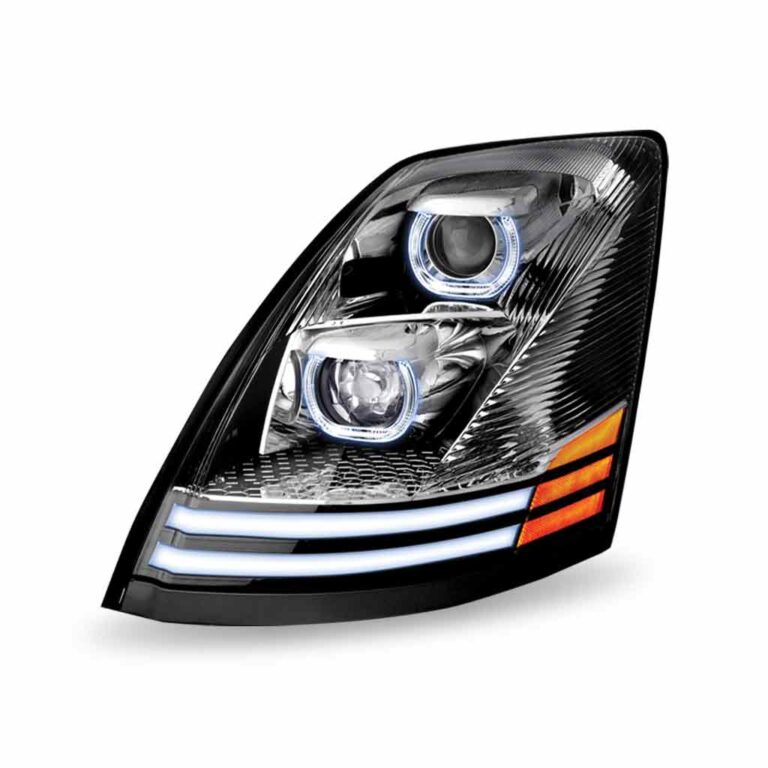 Volvo VN/VNL LED Projector Headlight Assembly with LED Glow Position & Turn Signal Accents