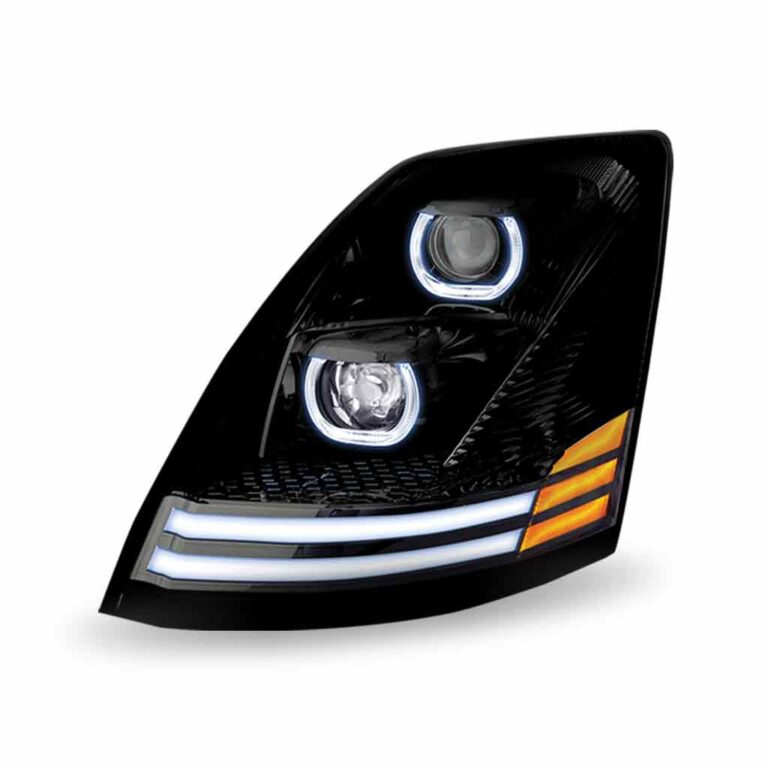 Volvo VN/VNL LED Projector Headlight Assembly with LED Glow Position & Turn Signal Accents