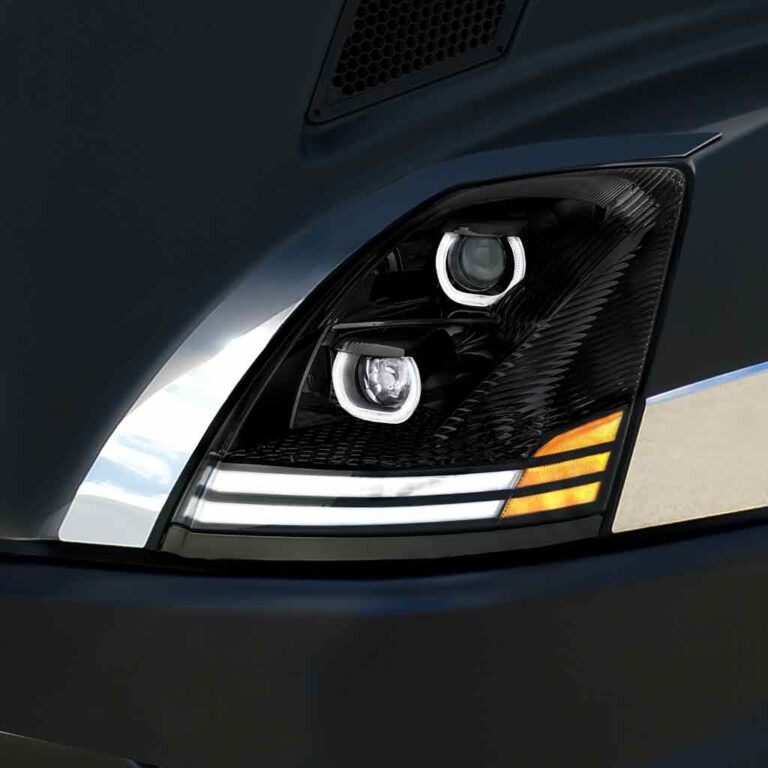 Volvo VN/VNL LED Projector Headlight Assembly with LED Glow Position & Turn Signal Accents