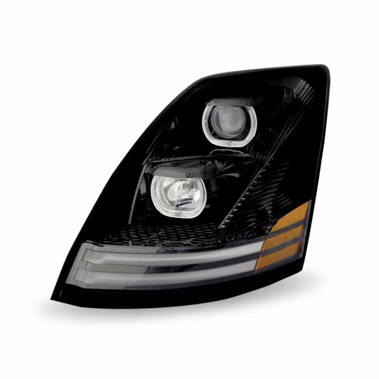 Volvo VN/VNL Halogen Projector Headlight Assembly with LED Glow Position & Turn Signal Accents