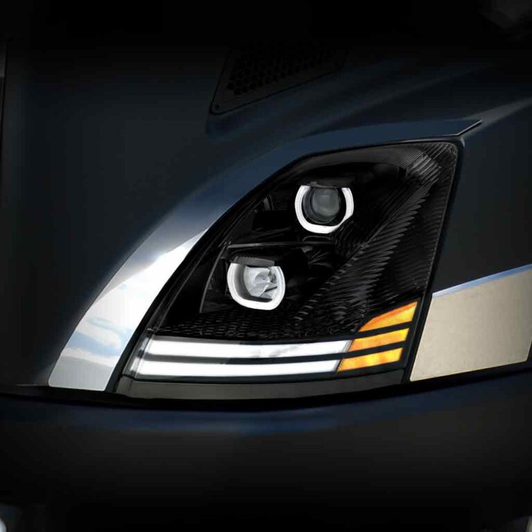 Volvo VN/VNL Halogen Projector Headlight Assembly with LED Glow Position & Turn Signal Accents