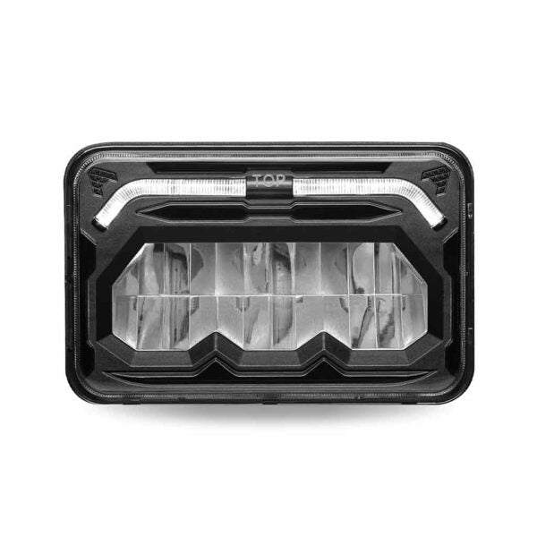 4"x6" Rectangular Reflector LED Headlight with White Auxiliary Accents