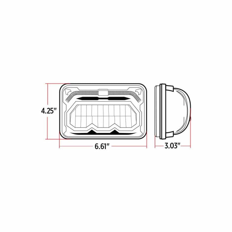 4"x6" Rectangular Reflector LED Headlight with White Auxiliary Accents