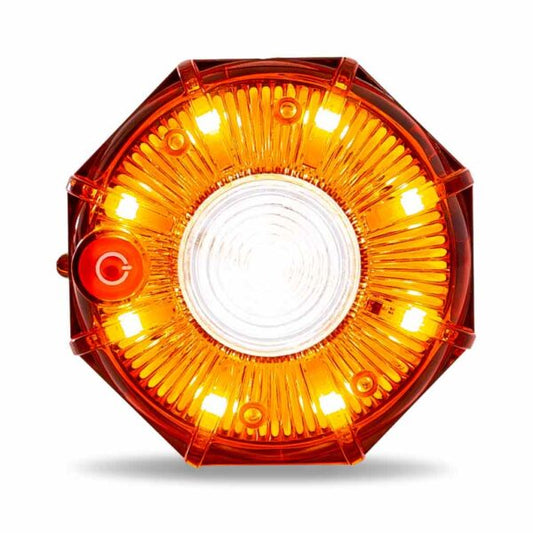 3" Octagonal Dual Color Magnetic Hazard LED Light - 9 Diodes