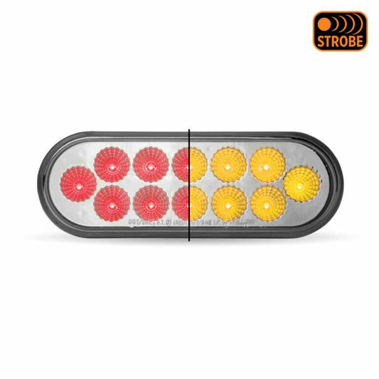 6" Oval Dual Revolution Stop, Turn & Tail LED Light with Strobe - 12 Diodes