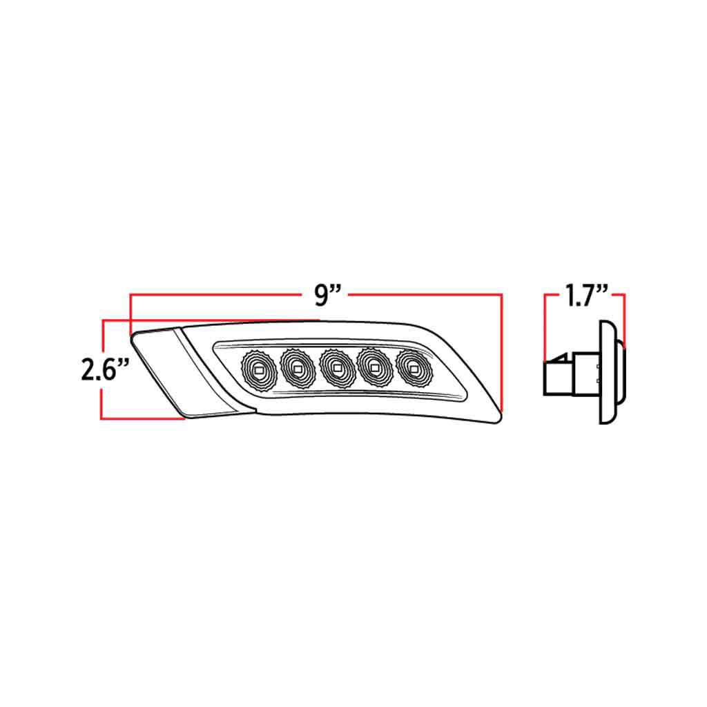 Peterbilt 5 LED Fender Light Clear Amber Driver Side