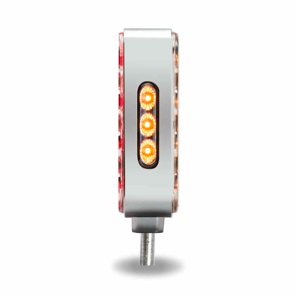 Amber/Red Turn & Marker to Green Auxiliary Square Reflector Double Face LED Light – Double Post | 38 Diodes | Clear Lens