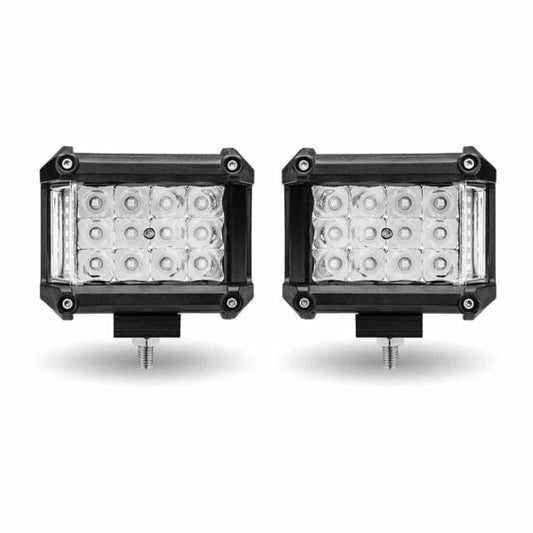 4" Cube LED Work Lights with Amber Strobe & Spot Beam - Pair