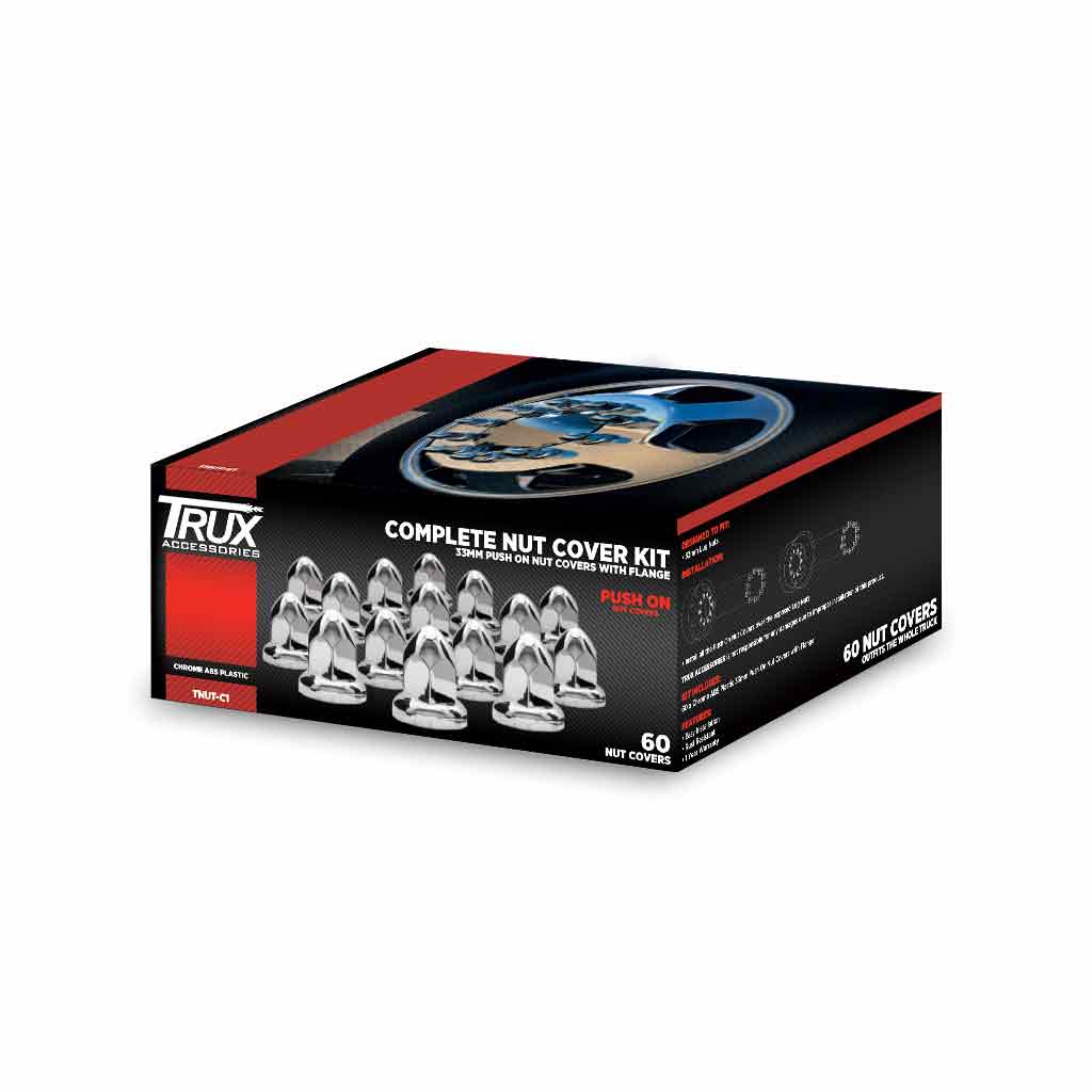 60Pc 33mm Chrome Lugnut Cover with Flange