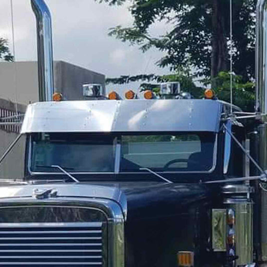 15″ OEM Fiberglass Flat Top Sun Visor Freightliner FLD 112, 120 (1991+) – Cab Mounted Mirrors | Blank