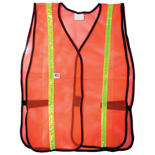 ORANGE KNIT VEST W/ 3/4″ STRIPE