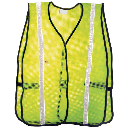 LIME KNIT VEST W/ 1″ WHITE STRIPE