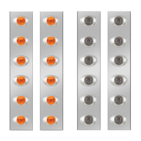 Peterbilt 13" and 15" Stainless Steel Front Air Cleaner Panels with 6 P3 Amber/Clear LED Lights
