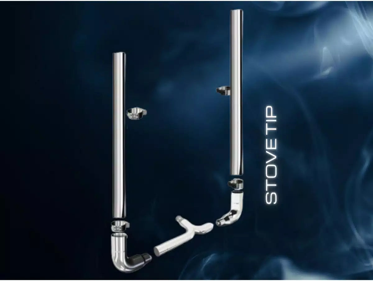 6" X 114" Stove Top Tip Long Drop 90 Degree Elbows Reduced 5" Exhaust Kit Peterbilt