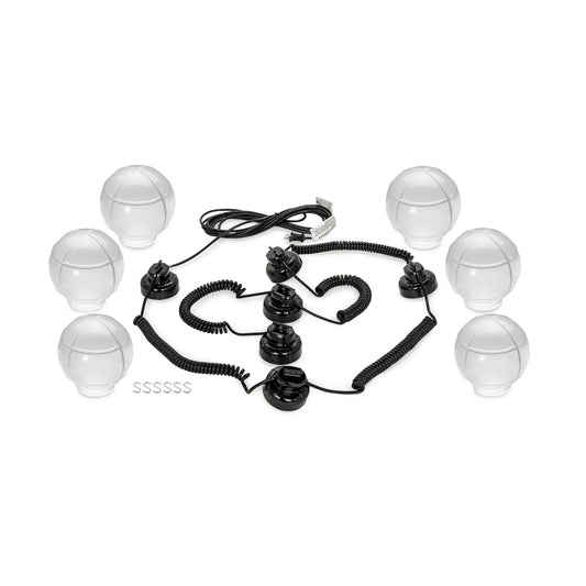 Decorative RV Awning Globe Lights - 6 Clear Globes on Black Wire