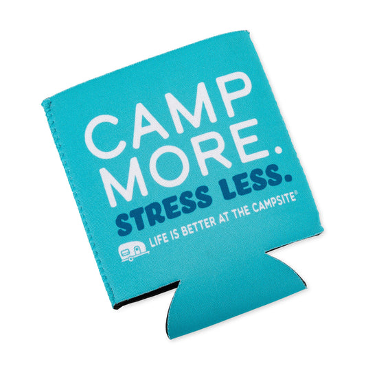 Life Is Better at the Camp Site Can Holder - "Camp More. Stress Less.", Teal