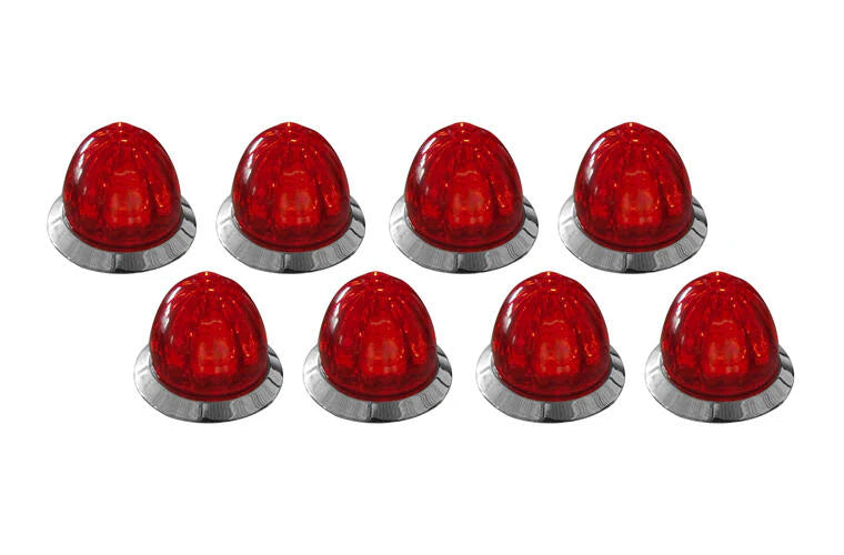 Hero Mini Watermelon Red Lens / Red Leds Marker Light With 3/4" Post Mount - 8 PACK