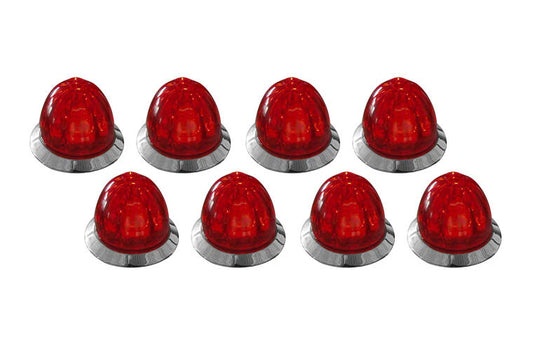 Hero Mini Watermelon Red Lens / Red Leds Marker Light With 3/4" Post Mount - 8 PACK