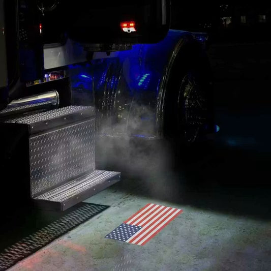 American Flag Interior Door Courtesy Projector Light 9 LED For 2006+ Kenworth & Peterbilt