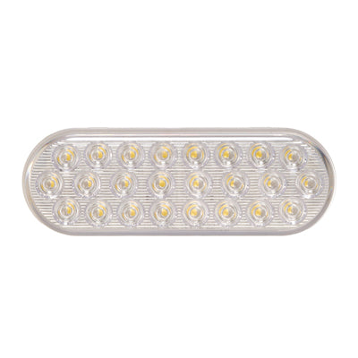 6" Oval White Programmable Flashing LED Warning & Back-Up