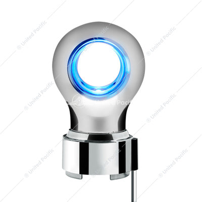 Thread-On Chrome Charlotte Style Gearshift Knob With LED 9/10 Speed Adapter-Blue LED