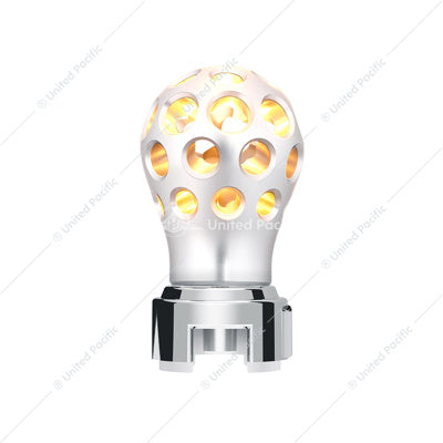Thread-On Annodized Phoenix Style Ball Gearshift Knob With LED 13/15/18 Speed Adapter-Amber LED