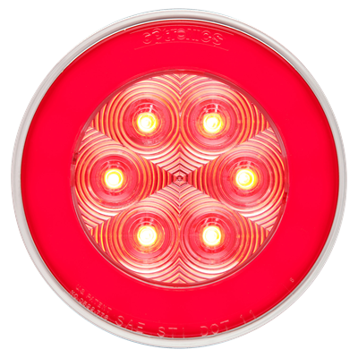 4" Round GloLight 14 Diode Stop Turn And Tail Red / Clear