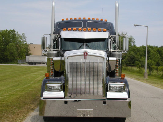 Kenworth Drop Visor 12" Curved Glass Boltless / Blind Mount 18 GA